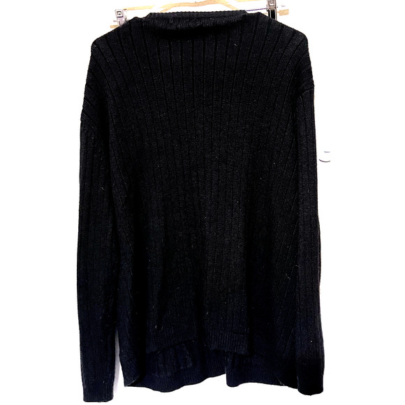 VTG Classic Elements cable knit cardigan Black w/ gold buttons pockets 20/22W - Picture 5 of 6